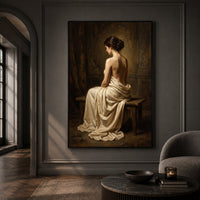 Classical Draped Woman Oil Painting Style Canvas Print Wall Art, Elegant Decor - Mockup Display 13