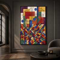 Abstract Geometric Cubist Style Canvas Print Wall Art, Vibrant Modern Decor - Mockup Display 13