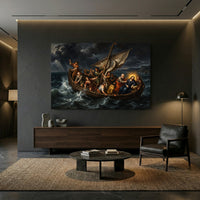 Jesus Calms the Storm Classic Spiritual Canvas Print Wall Art - Dramatic - Mockup Display 13