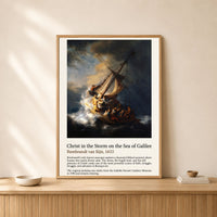 Rembrandt's Storm Sea Galilee Oil Painting Style Canvas Print Wall Art, Museum Quality - Mockup Display 14