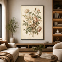Vintage Floral Rose Bouquet Oil Painting Style Canvas Print Wall Art for Home - Mockup Display 14