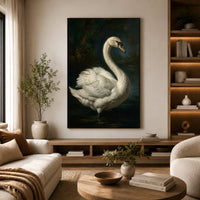 Majestic White Swan Oil Painting Style Canvas Print Wall Art, Elegant Nature Decor - Mockup Display 14