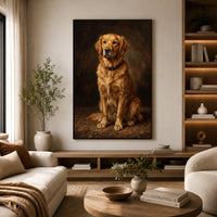 Elegant Golden Retriever Oil Painting Style Canvas Print Wall Art Classic - Mockup Display 14