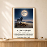 Mystical Desert Night Lion Guarding Man Canvas Print Wall Art, Dreamscape Decor - Mockup Display 14
