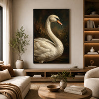 Majestic Swan Oil Painting Style Canvas Print Wall Art for Elegant Decor - Mockup Display 14