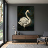 Majestic White Swan Oil Painting Style Canvas Print Wall Art, Elegant Nature Decor - Mockup Display 15
