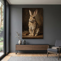 Charming Rabbit Oil Painting Style Canvas Print Wall Art, Rustic Decor - Mockup Display 15