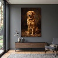 Elegant Golden Retriever Oil Painting Style Canvas Print Wall Art Classic - Mockup Display 15