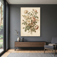 Vintage Floral Rose Bouquet Oil Painting Style Canvas Print Wall Art for Home - Mockup Display 15