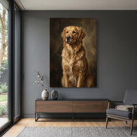 Golden Retriever Dog Portrait Oil Painting Style Canvas Print Wall Art, Elegant Decor - Mockup Display 15
