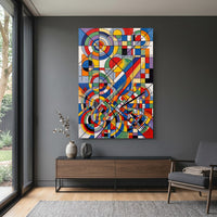 Abstract Geometric Cubist Style Canvas Print Wall Art Modern Dynamic Decor - Mockup Display 15