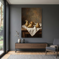 Realistic Pears Still Life Oil Painting Style Canvas Print Wall Art for Kitchen Decor - Mockup Display 15