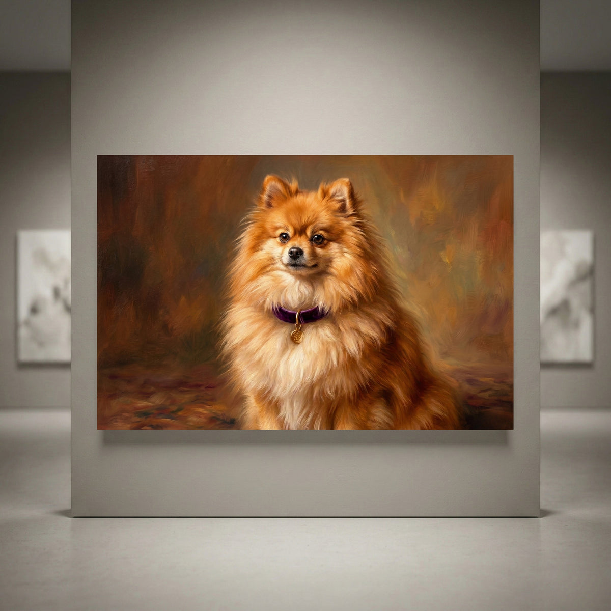 Pomeranian Canvas Wall Art, Painterly Dog Portrait Print, Warm Living Room Decor