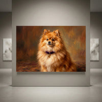 Pomeranian Canvas Wall Art, Painterly Dog Portrait Print, Warm Living Room Decor