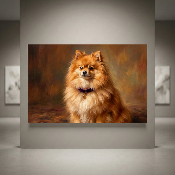 Pomeranian Canvas Wall Art, Painterly Dog Portrait Print, Warm Living Room Decor