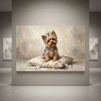 Yorkshire Terrier Stretched Canvas Wall Art, Soft Dog Portrait Print, Elegant Bedroom Decor