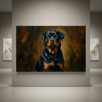 Rottweiler Canvas Wall Art, Painterly Dog Portrait Print, Bold Living Room Decor