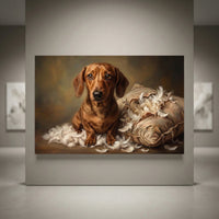 Dachshund Stretched Canvas Wall Art, Painterly Dog Portrait Print, Classic Pet Room Decor