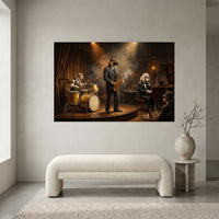 Dapper Dogs Jazz Band Oil Painting Style Canvas Print Wall Art for Music Lovers - Mockup Display 1