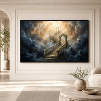Heavenly Stairway Oil Painting Style Canvas Print Wall Art for Serenity - Mockup Display 1
