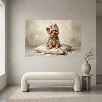 Yorkshire Terrier Stretched Canvas Wall Art, Soft Dog Portrait Print, Elegant Bedroom Decor
