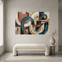 Modern Abstract Geometric Oil Painting Style Canvas Print Wall Art Contemporary Home Decor - Mockup Display 1