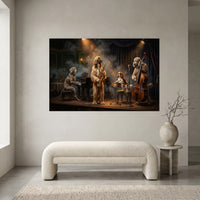 Jazzy Dogs Band Classic Painting Style Canvas Print Wall Art for Sophisticated Decor - Mockup Display 1