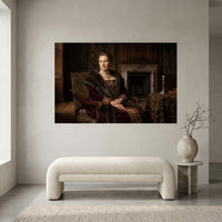 Regal Noblewoman Historical Portrait Oil Painting Style Canvas Print Wall Art Grandeur - Mockup Display 1