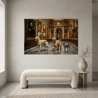 Elegant Dogs in Gallery Oil Painting Style Canvas Print Wall Art Decor - Mockup Display 1