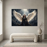 Mystical Angel with Wings Canvas Print Wall Art, Dramatic Celestial Design - Mockup Display 1