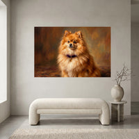 Pomeranian Canvas Wall Art, Painterly Dog Portrait Print, Warm Living Room Decor