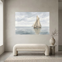Serene Sailboat Watercolor Style Seascape Canvas Print Wall Art for Coastal Homes - Mockup Display 1