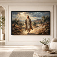 Jesus Christ Divine Light Oil Painting Style Canvas Print Wall Art, Inspirational Decor - Mockup Display 1