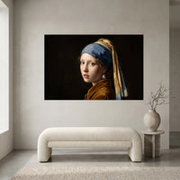 Vermeer's Girl with Pearl Earring Oil Painting Style Classic Canvas Print Wall Art - Mockup Display 1