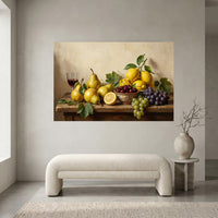 Classic Still Life Fruit Oil Painting Style Canvas Print Wall Art for Dining Room - Mockup Display 1