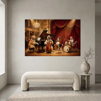 Whimsical Dog Orchestra Oil Painting Style Canvas Print Wall Art, Elegant Decor - Mockup Display 1