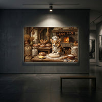 Charming Corgi Baker Oil Painting Style Canvas Print Wall Art for Kitchen Decor - Mockup Display 1