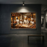 Charming Dog Chefs Oil Painting Style Canvas Print Wall Art for Kitchen Decor - Mockup Display 1