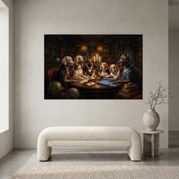Canine Council Oil Painting Style Canvas Print Wall Art for Study Room - Mockup Display 1