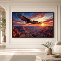 Majestic Bald Eagle Grand Canyon Oil Painting Style Canvas Print Wall Art Sunset - Mockup Display 1