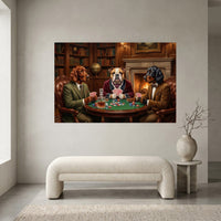 Classic Dogs Playing Poker Oil Painting Canvas Wall Art for Game Room Decor - Mockup Display 1