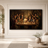Last Supper Biblical Scene Oil Painting Style Canvas Print Wall Art, Inspirational Decor - Mockup Display 1