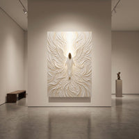 Divine Angelic Figure Textured Canvas Print Wall Art, Ethereal Sanctuary Decor - Mockup Display 1