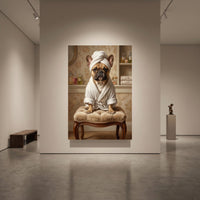 Relaxed French Bulldog Oil Painting Style Canvas Print Wall Art, Spa Chic Decor - Mockup Display 1