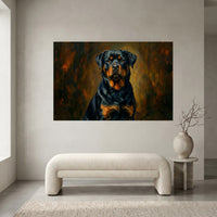 Rottweiler Canvas Wall Art, Painterly Dog Portrait Print, Bold Living Room Decor