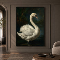 Majestic White Swan Oil Painting Style Canvas Print Wall Art, Elegant Nature Decor - Mockup Display 1