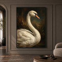 Majestic Swan Oil Painting Style Canvas Print Wall Art for Elegant Decor - Mockup Display 1