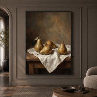 Realistic Pears Still Life Oil Painting Style Canvas Print Wall Art for Kitchen Decor - Mockup Display 1
