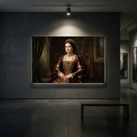 Elegant Noblewoman Portrait Oil Painting Style Canvas Print Wall Art, Majestic - Mockup Display 1
