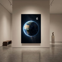 Stunning Earth and Moon Space View Canvas Print Wall Art, Celestial Decor - Mockup Display 1
